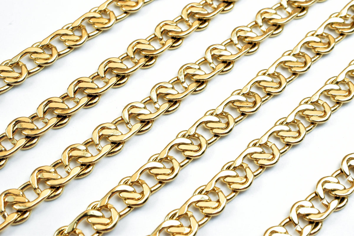 18k Gold Filled Alternative Link Chain: 6mm Width - 19.5 Inch, Tarnish Resistant, Durable Finish for Jewelry Making
