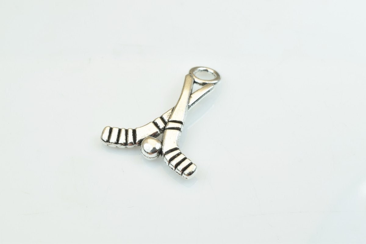 15 PCs Hooke Sticks With Ball Sport Charms Alloy Antique Silver Size 22x16mm Jump Ring Size 3mm For Jewelry Making jewelry...