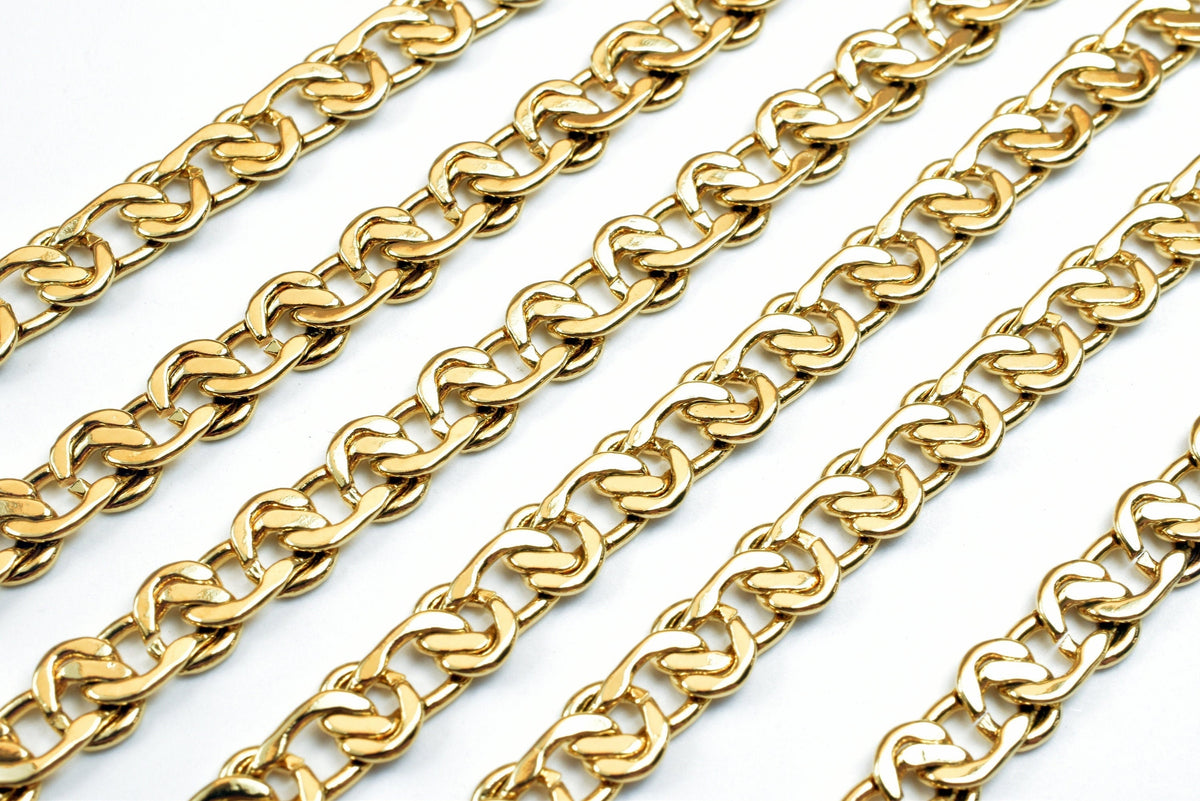 18k Gold Filled Alternative Link Chain: 6mm Width - 19.5 Inch, Tarnish Resistant, Durable Finish for Jewelry Making
