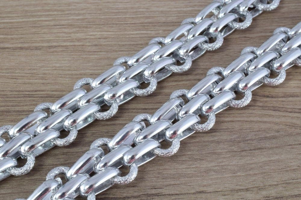 20mm Width Anodized Aluminum Chain Silver Double Open Link for Handmade bracelet, Necklace Jewelry Accessories. 1 Yard (3...