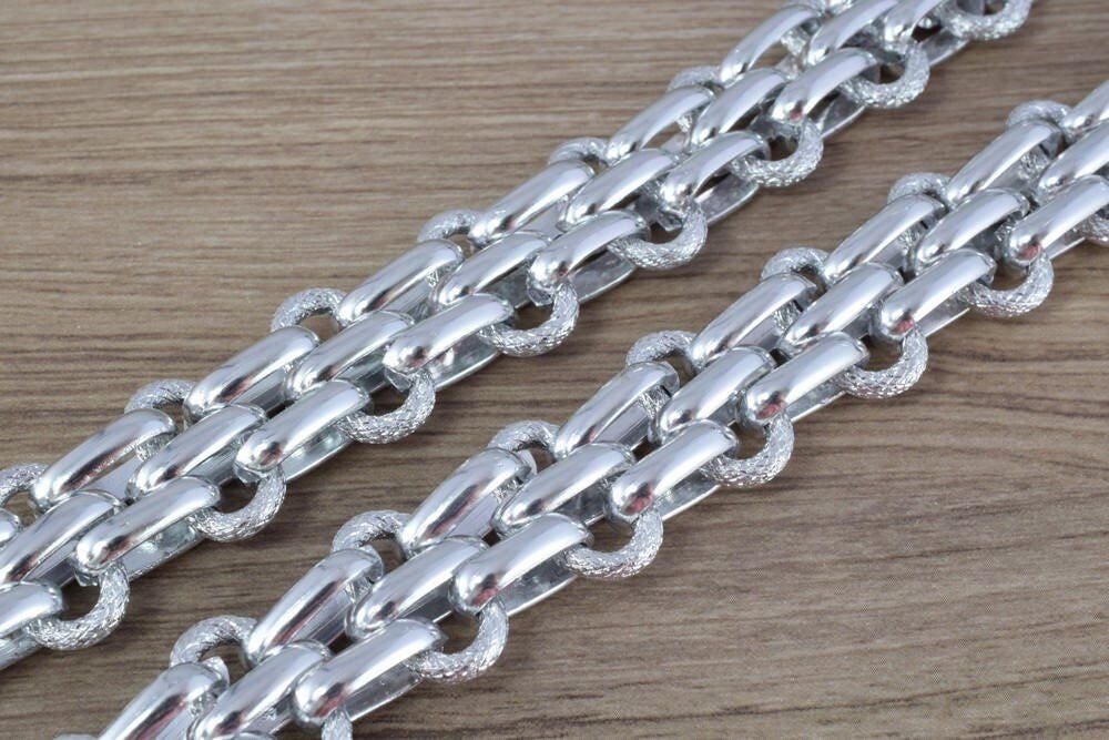 20mm Width Anodized Aluminum Chain Silver Double Open Link for Handmade bracelet, Necklace Jewelry Accessories. 1 Yard (3...