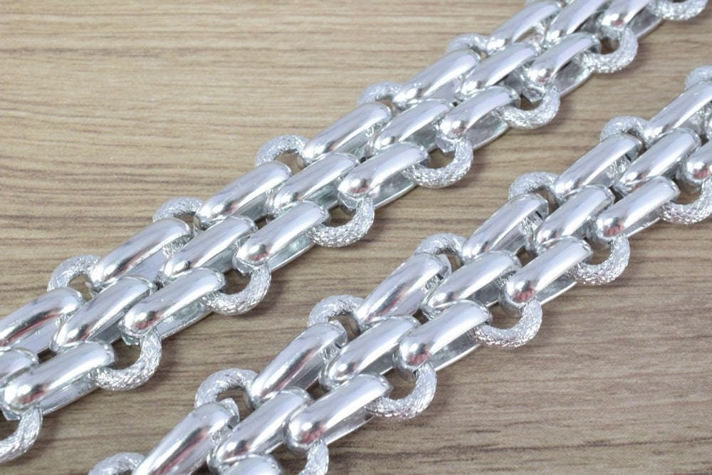 20mm Width Anodized Aluminum Chain Silver Double Open Link for Handmade bracelet, Necklace Jewelry Accessories. 1 Yard (3...