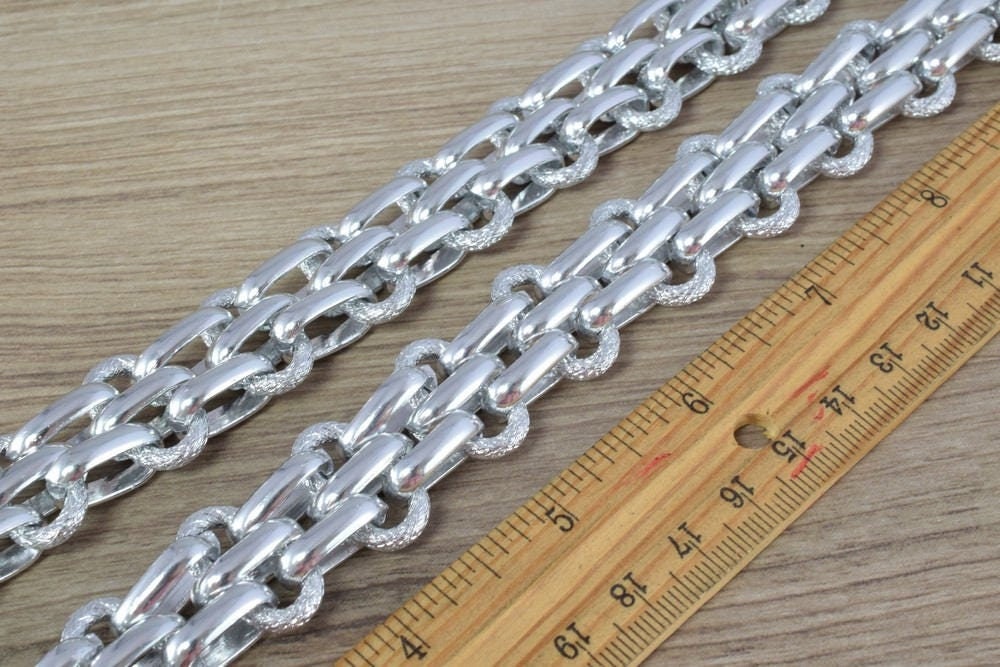 20mm Width Anodized Aluminum Chain Silver Double Open Link for Handmade bracelet, Necklace Jewelry Accessories. 1 Yard (3...