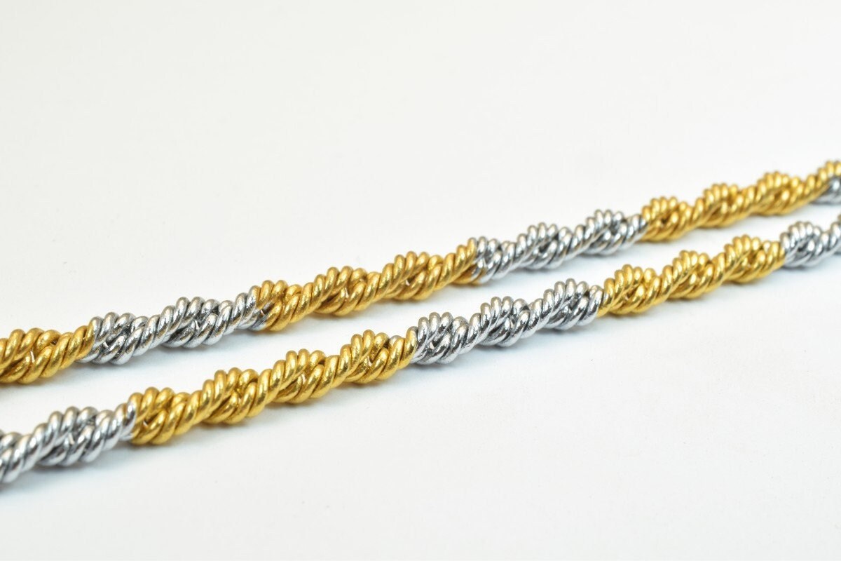 17.50" Inches Electro Plated Gold and Rhodium Plated Chain For Jewelry Making EP5, EP7 jewelry making supplies - detail im...