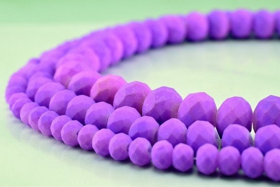 Matte Glass Beads Donut Rondelle Faceted for Jewelry Decoration Chandelier 3x4mm, 4x6mm and 6x8mm. 3 Sizes Group 60 PCs ea...