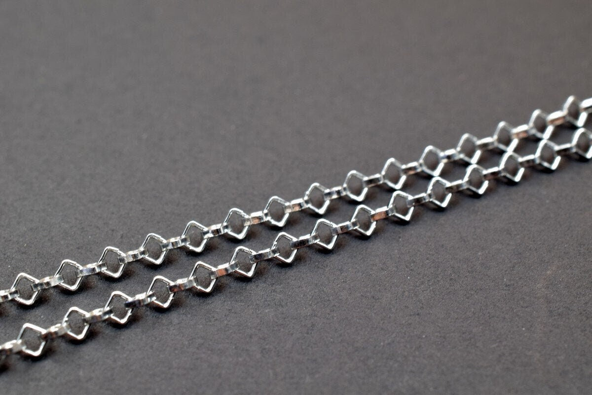 925 Sterling Silver Chain With Rhodium Filled Plated On Top for Jewelry Making By Foot Item# SSC035R jewelry making supplies