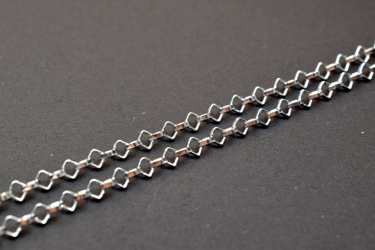 925 Sterling Silver Chain With Rhodium Filled Plated On Top for Jewelry Making By Foot Item# SSC035R jewelry making suppli...
