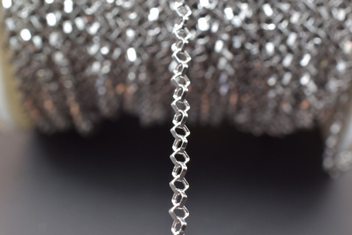 925 Sterling Silver Chain With Rhodium Filled Plated On Top for Jewelry Making By Foot Item# SSC035R jewelry making suppli...