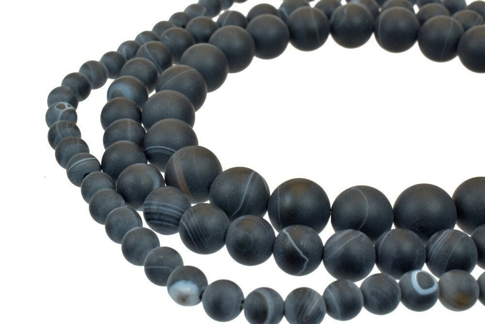 matte sardonyx black agate gemstone beads 6 mm 8 mm 10 mm agate round beads stone birthstone beads for jewelry making 3358...