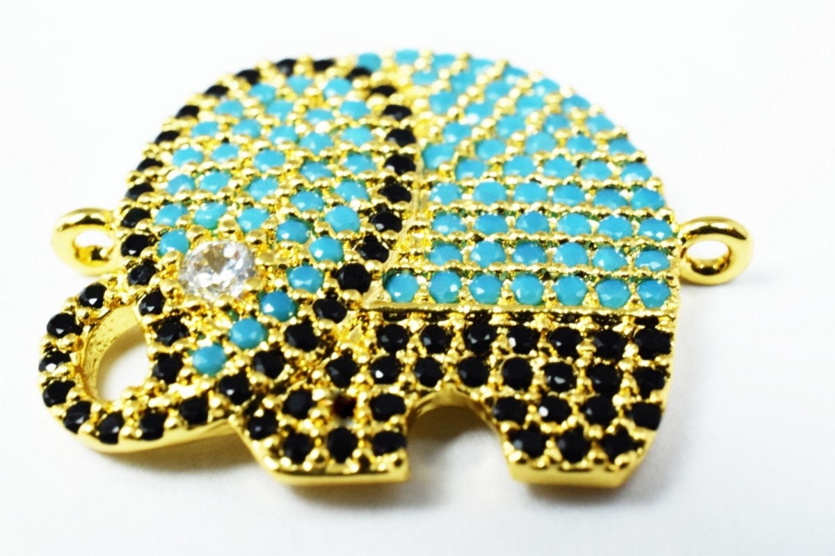 Elephant Micro Pave CZ Rhinestone Spacer Beads High Quality 3 Colors jewelry making supplies - detail image 5