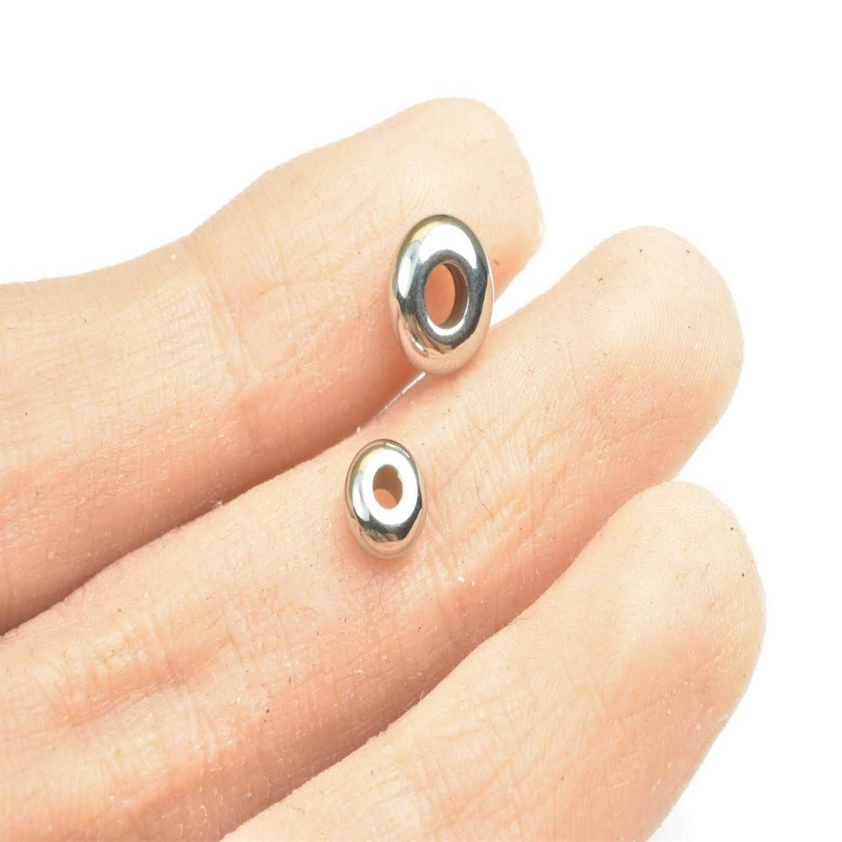 Plain Spacer Beads Roundel Stainless Steel, Silver Tone Finish (Size 6x3mm & 8x4mm, Hole 1.5-2mm, Durable Material)