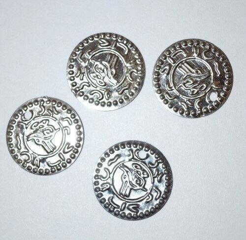 10mm Flat Decorative Metal Silver Plated Decorative Coins, decorative accessory, Coin Beads, Vintage Beads, jewelry making...