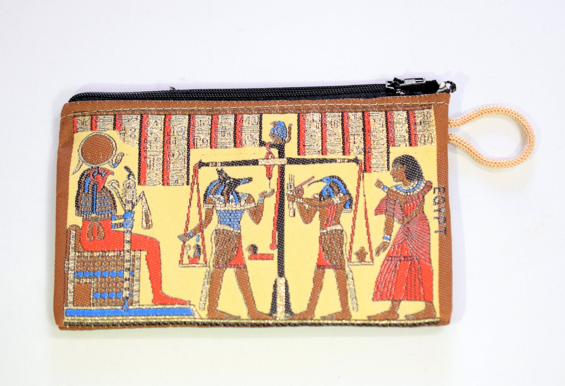 Egyptian Fabric Wallet zipper 4x5.5 Inches Coin Bag Double Face Art Picture it is a piece of art gift for everyone jewelry...