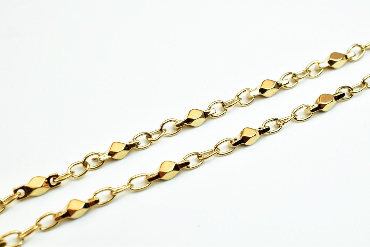 Pinky Gold Filled EP Chain 18KT Gold Filled Size 19" Inch Long 3mm Width 3mm Thickness For Jewelry Making Item #CG379 jewe...