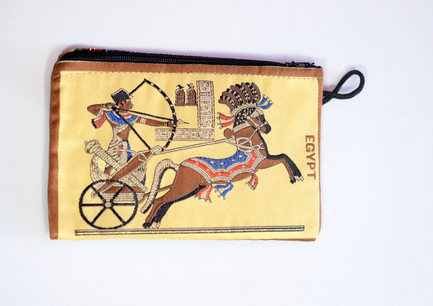 Egyptian Fabric Wallet zipper 4x5.5 Inches Coin Bag Double Face Art Picture it is a piece of art gift for everyone jewelry...