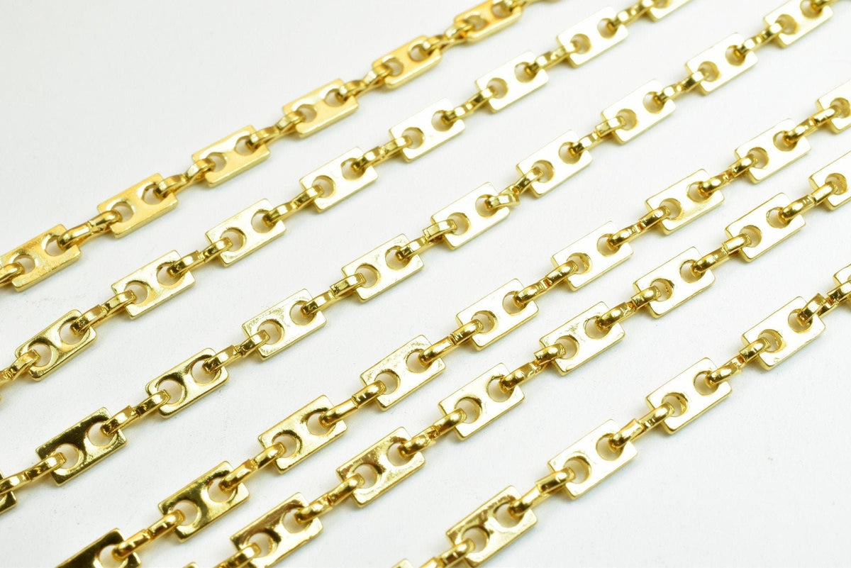 18K gold filled EP tarnish resistant Bar Chain Size 17 1/4" Long 3.5mm Width 2.5mm Thickness Findings For Jewelry Making I...