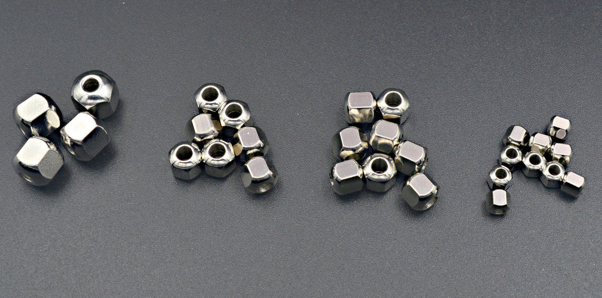 Screw Roundel Plain Spacer Beads: Silver Metal Finish - Stainless Steel, Sizes 4mm, 6mm, 8mm, Jewelry Components