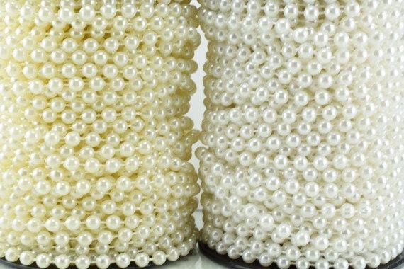 6mm Plastic Pearl Roll 30 Yards White/Creamy Wedding Pearl Beads on a Spool, Roll, Acrylic Beaded Garland Strand jewelry m...