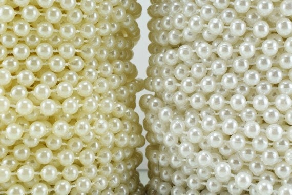 6mm Plastic Pearl Roll 30 Yards White/Creamy Wedding Pearl Beads on a Spool, Roll, Acrylic Beaded Garland Strand jewelry m...