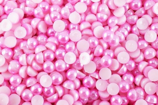 Decoden Flat Back Pink Pearls - Half Round Acrylic Beads - Mixed Sizes, Flat Back Design, Jewelry and Clothing Embellishments