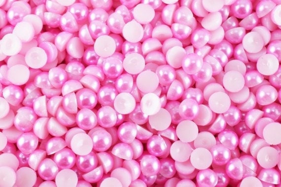 Decoden Flat Back Pink Pearls - Half Round Acrylic Beads - Mixed Sizes, Flat Back Design, Jewelry and Clothing Embellishments