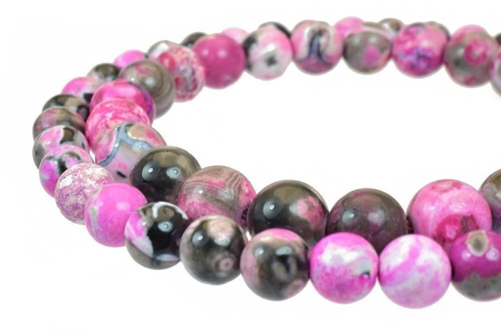 fuchsia crazy agate 8 mm 10 mm gemstone faceted round stone beads natural healing stone chakra stones for jewelry making 3...