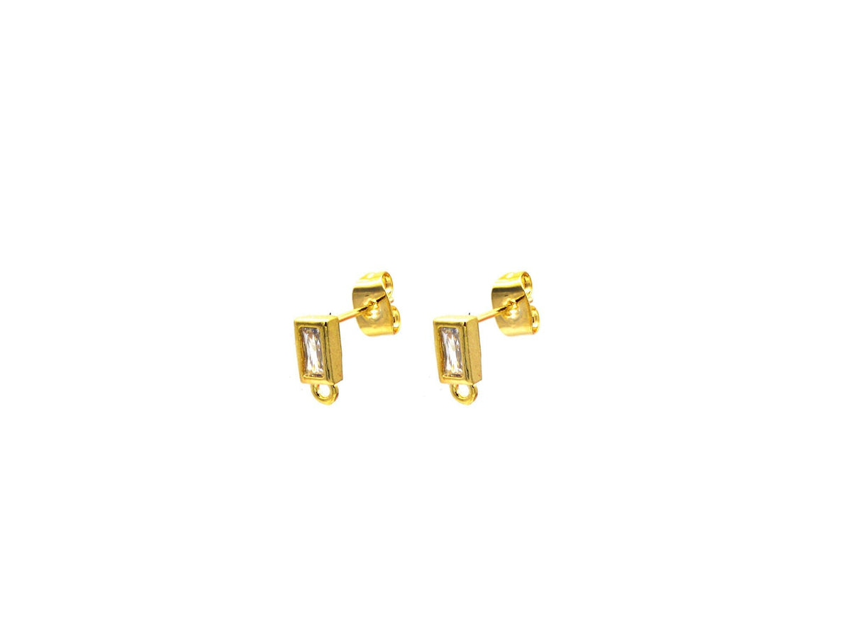 18K Gold Filled Alternative Lever Back Studs: Clear Zirconia Craft Components, Tarnish Resistant