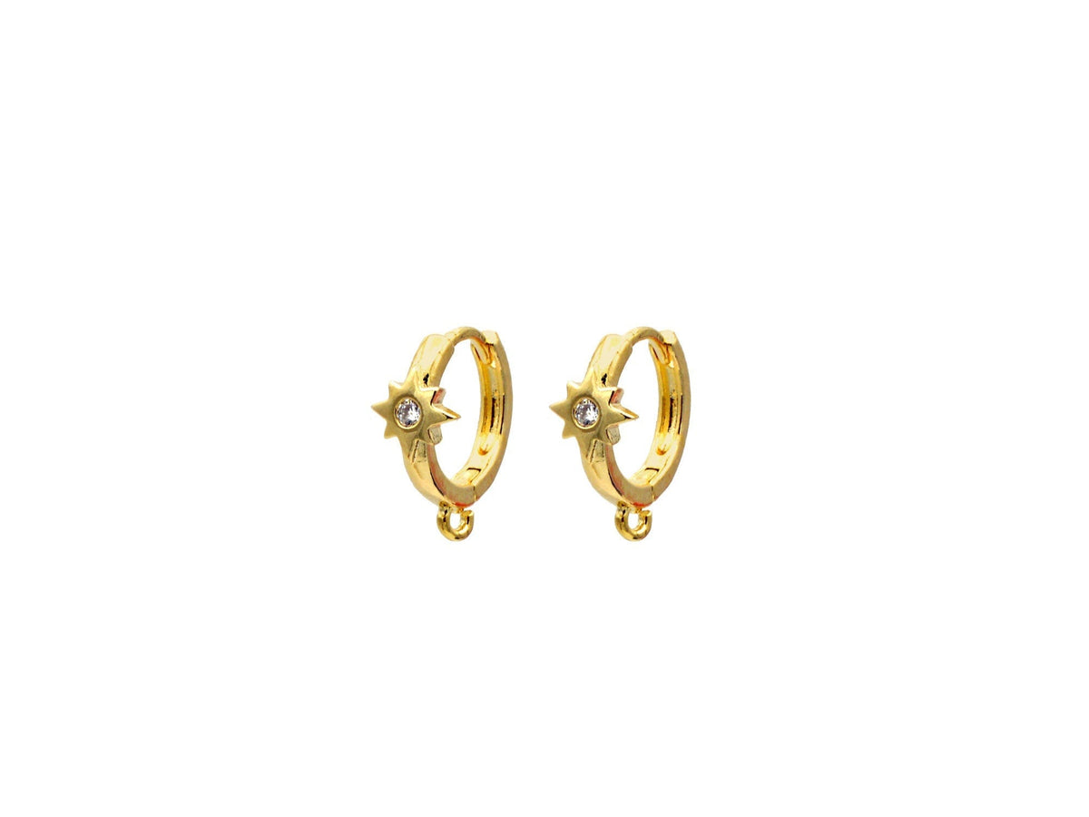 18K Gold Filled Alternative Lever Back Studs: Clear Zirconia Craft Components, Tarnish Resistant