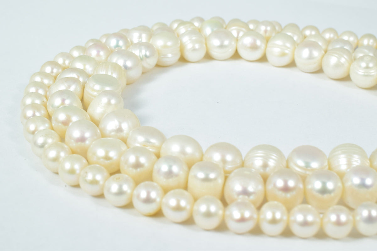 10mm White Light Creamy Fresh Water Pearls, Sold 1 strand of  40 pcs,  50grams/pk jewelry making supplies