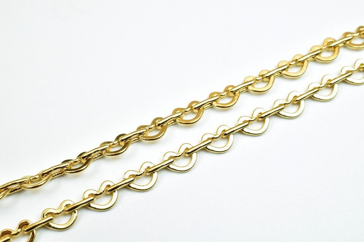18k Gold Filled Alternative Chain Heart, Jewelry Making Supply, 17.5 Inch Length (4.5mm Width, Tarnish Resistant, )