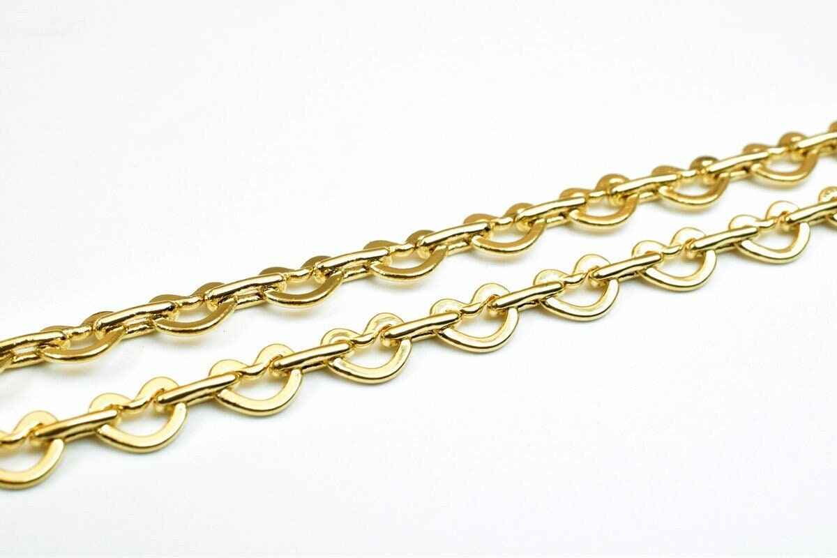 18k Gold Filled Alternative Chain Heart, Jewelry Making Supply, 17.5 Inch Length (4.5mm Width, Tarnish Resistant, )