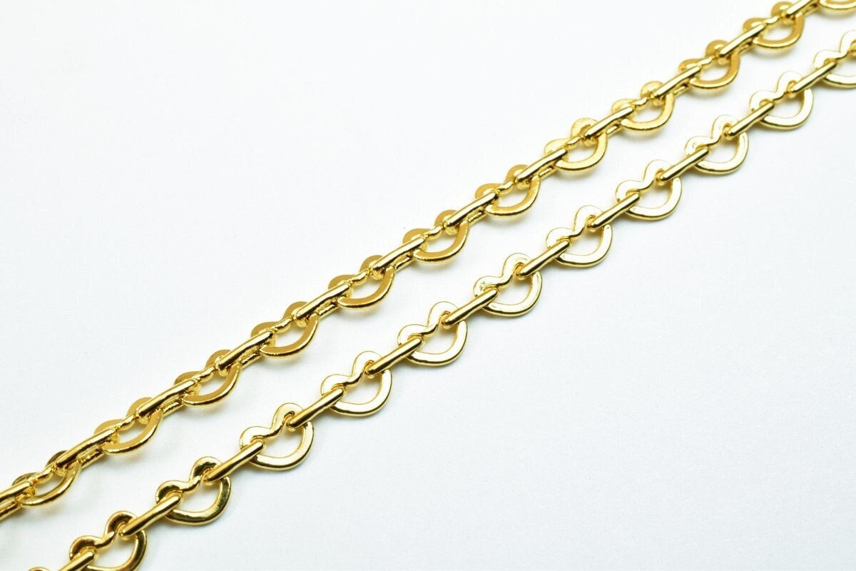 18k Gold Filled Alternative Chain Heart, Jewelry Making Supply, 17.5 Inch Length (4.5mm Width, Tarnish Resistant, )