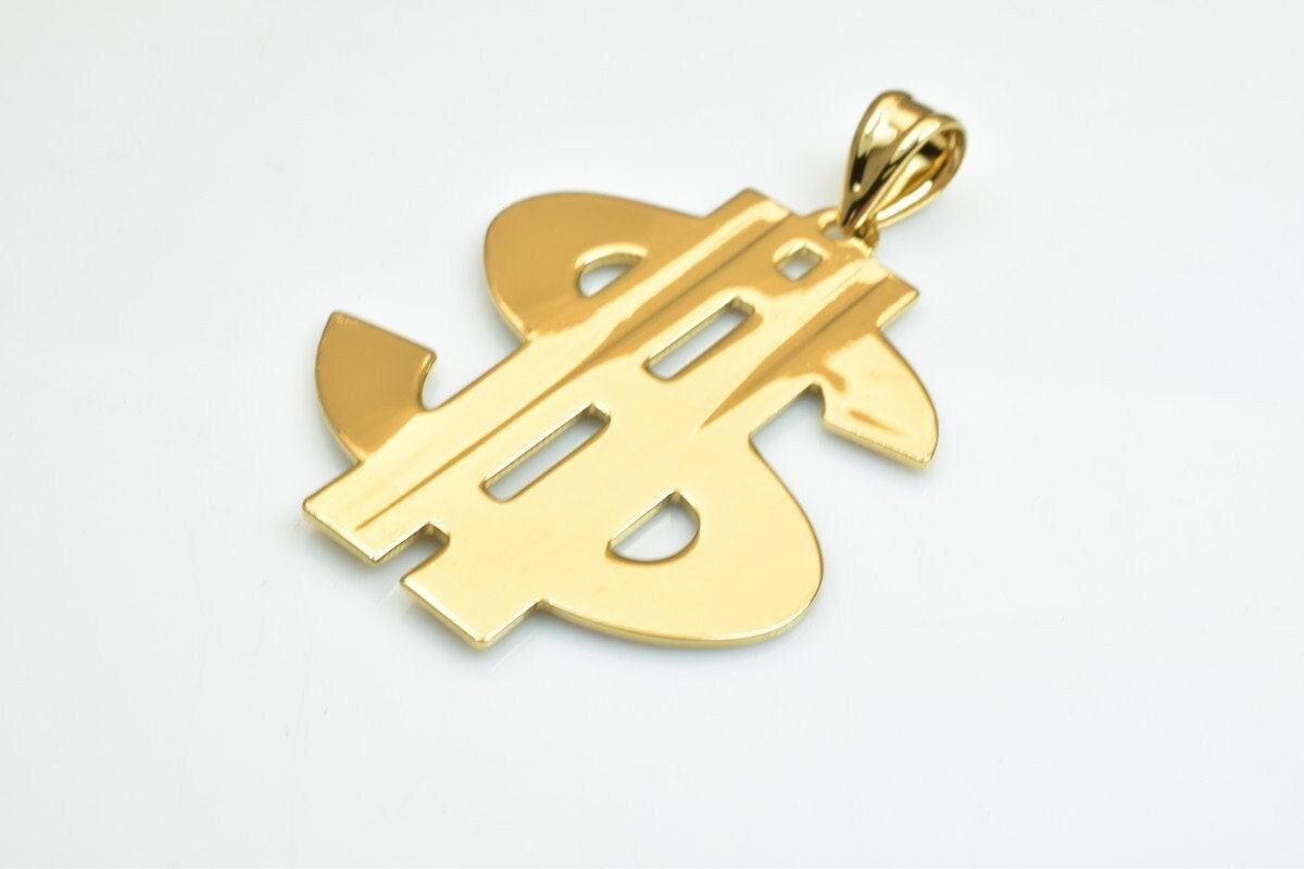 18KGF as as Gold Filled* tarnish resistant Dollar Sign Pendant Size 44mm Thickness 1.5mm For Jewelry Making Item# GP77 jew...