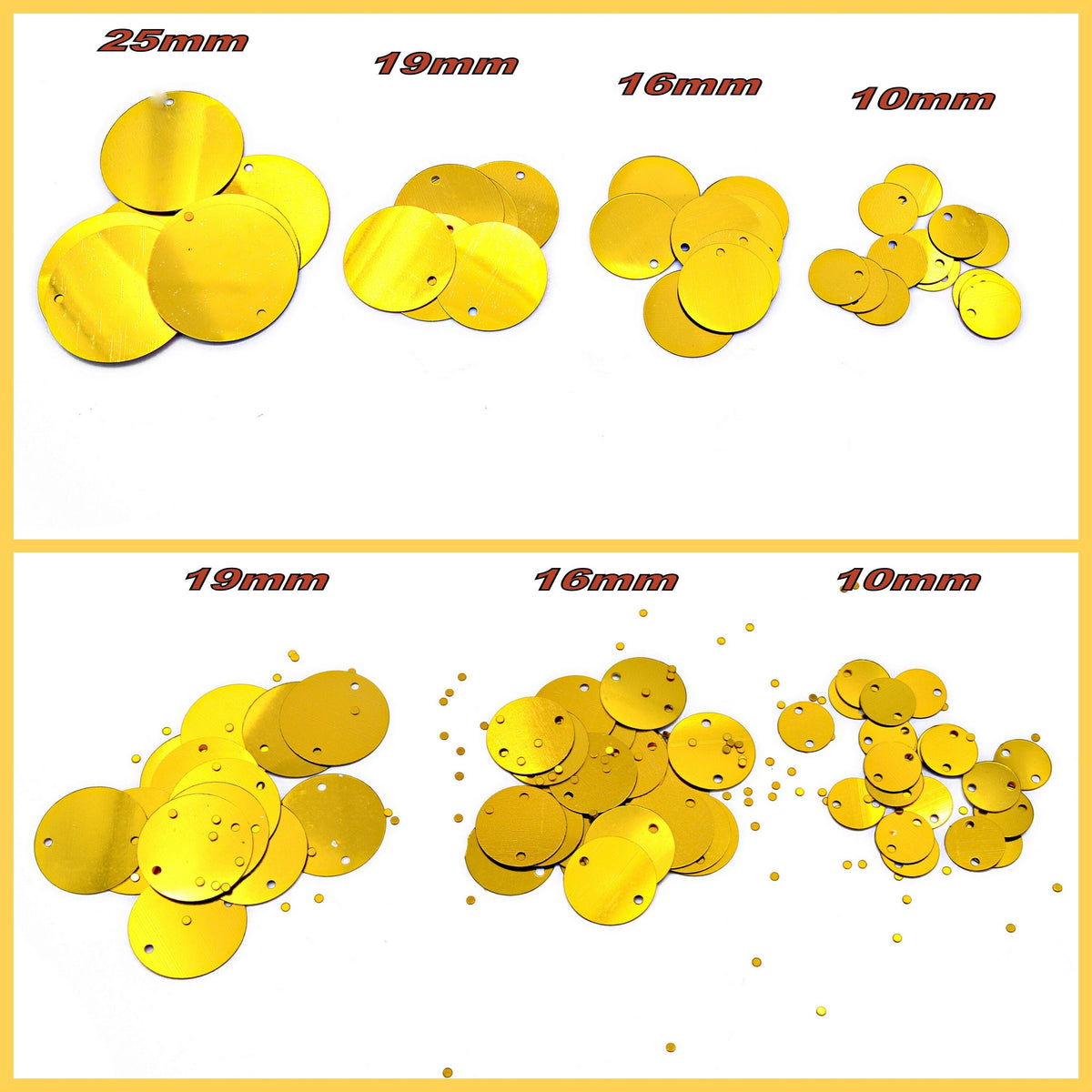 Flat Round Loose Sequins - Clear Silver Chrome Gold, Two Hole Discs - Shimmering Shoe & Clothing Decor, Bulk Craft Materials