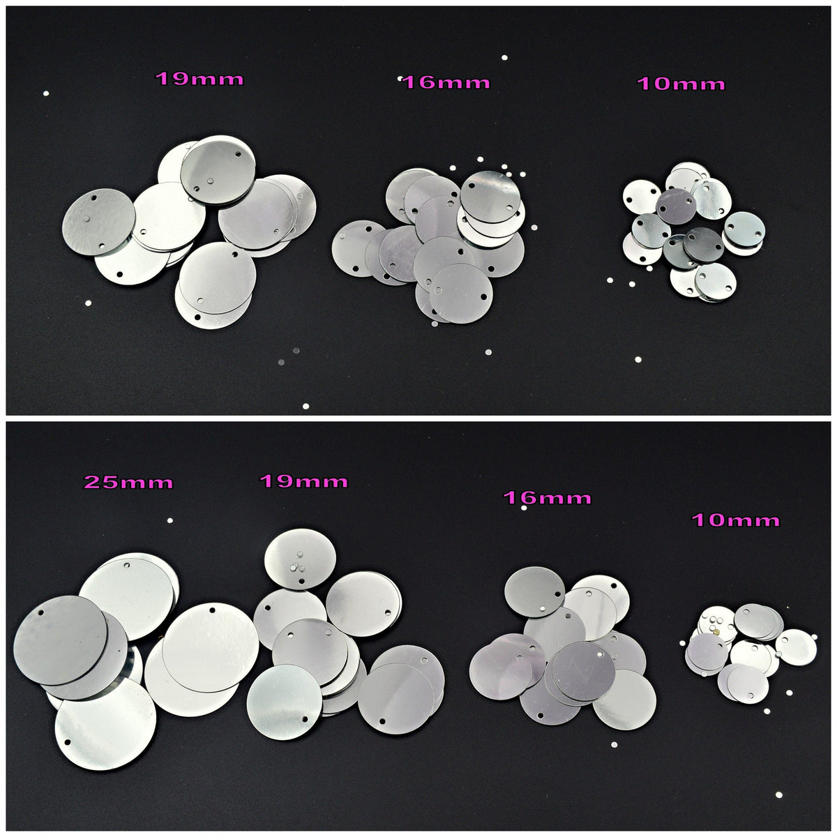 Flat Round Loose Sequins - Clear Silver Chrome Gold, Two Hole Discs - Shimmering Shoe & Clothing Decor, Bulk Craft Materials