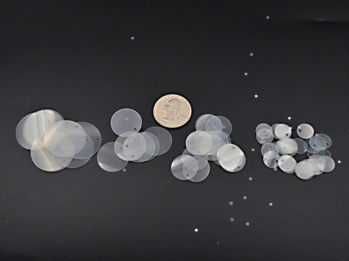 Flat Round Loose Sequins - Clear Silver Chrome Gold, Two Hole Discs - Shimmering Shoe & Clothing Decor, Bulk Craft Materials