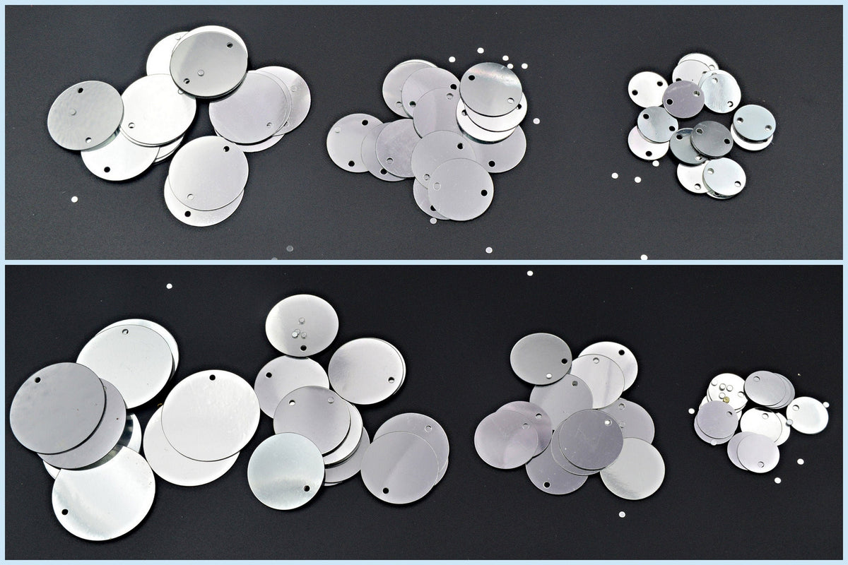 Flat Round Loose Sequins - Clear Silver Chrome Gold, Two Hole Discs - Shimmering Shoe & Clothing Decor, Bulk Craft Materials
