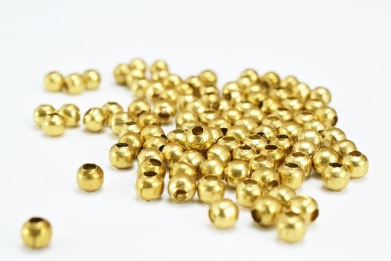 3mm Brass Round Beads, 100 PCs, Smooth Seamless Spacer Beads for Jewelry Making jewelry making supplies - detail image 4