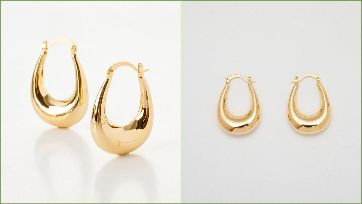 Moon Round Oval Hoop Earring Gold Filled EP 18K , Jewelry Making 5 designs Hoop Earrings jewelry making supplies - detail...