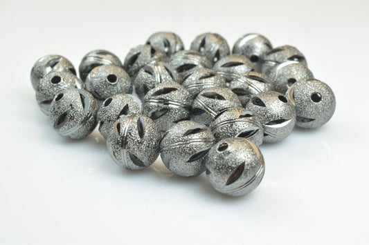 100 PCs Gun Metal Plated Black Carved Round Beads 6mm/8mm/10mm Diamond Cut For Jewelry Making jewelry making supplies