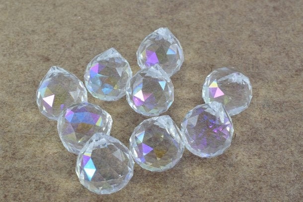 Crystal Drop Ball 20mm Clear or Clear AB Iridescent Size 20mm Faceted Chandelier Crystals Prisms Balls jewelry making supp...