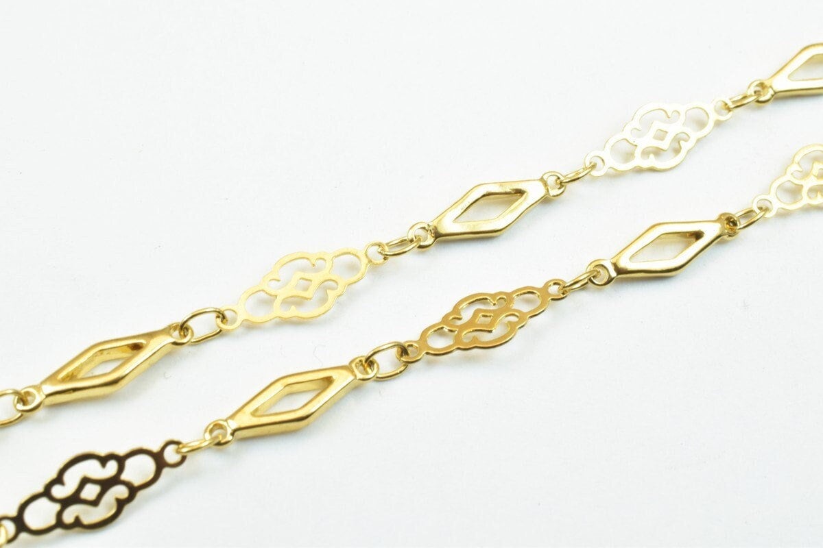 18k Gold Filled Alternative Chain Necklace, , Tarnish Resistant (17" & 23" Lengths, 5mm Width, Clasp 10x5mm)