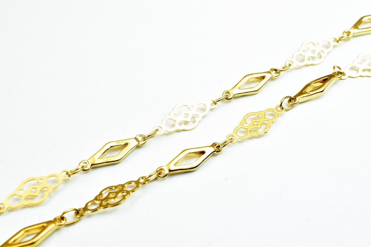 18k Gold Filled Alternative Chain Necklace, , Tarnish Resistant (17" & 23" Lengths, 5mm Width, Clasp 10x5mm)