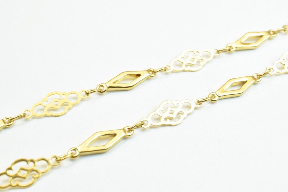 18k Gold Filled Alternative Chain Necklace, , Tarnish Resistant (17" & 23" Lengths, 5mm Width, Clasp 10x5mm)