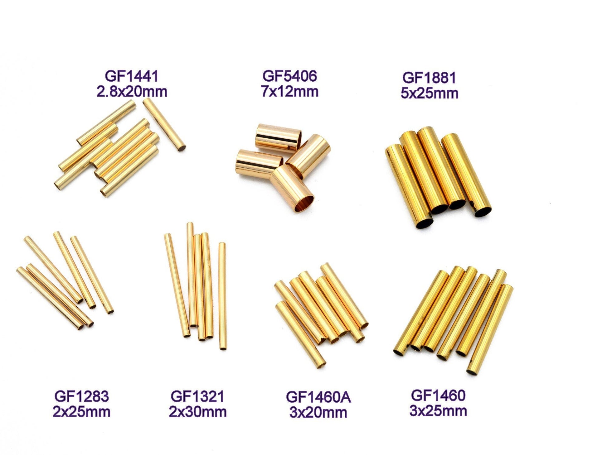 18K Gold Filled Alternative Tube Beads - Seamless Straight Plain Findings - Tarnish Resistant Finish, Jewelry DIY Parts