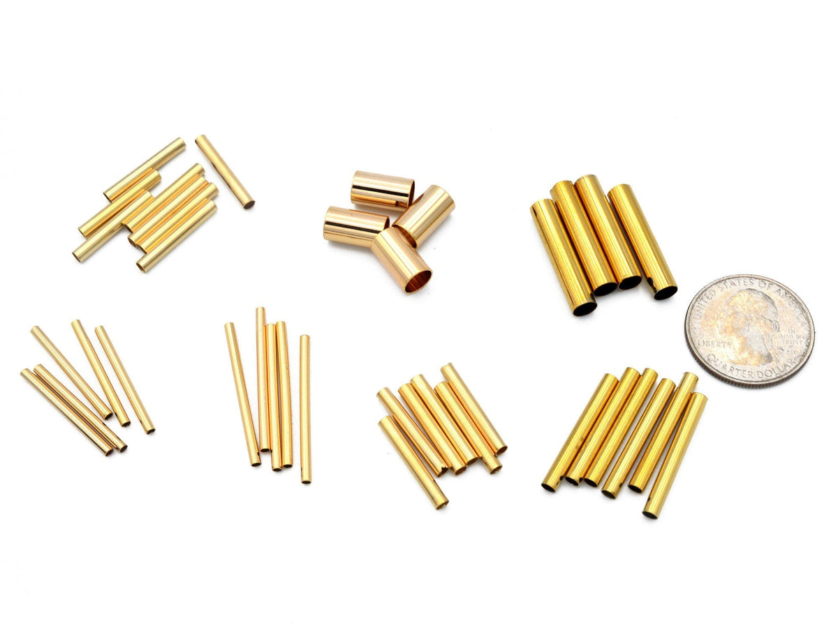 18K Gold Filled Alternative Tube Beads - Seamless Straight Plain Findings - Tarnish Resistant Finish, Jewelry DIY Parts