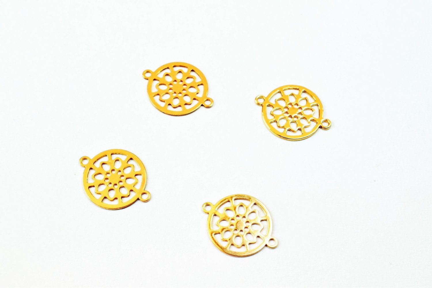 6 PCs Dainty Thin 18K Pinky as Gold Filled tarnish resistant Filigree Flower Connector Size 12x9mm Thickness 0.25mm For Je...