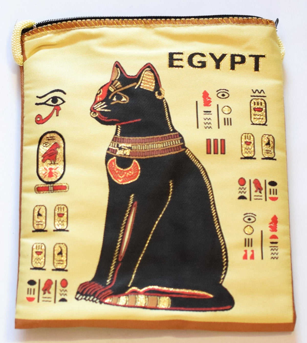 Egyptian Fabric Bags - Hieroglyphic Art Tote - Lightweight Cotton, Double Sided Print, 7x8 Inches, Gift Idea