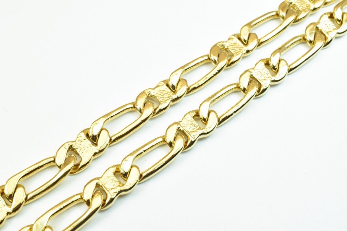 19.5" Inches 18K Gold Filled EP Figaro Chain, Cuban Chain, 5mm Width 2mm Thickness, Chain Findings For Jewelry Making Item...