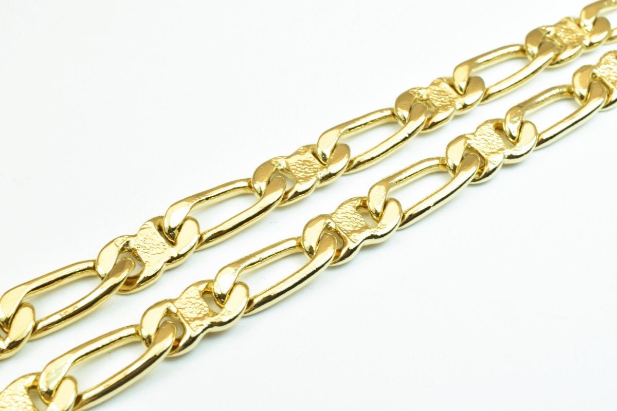 19.5" Inches 18K Gold Filled EP Figaro Chain, Cuban Chain, 5mm Width 2mm Thickness, Chain Findings For Jewelry Making Item...